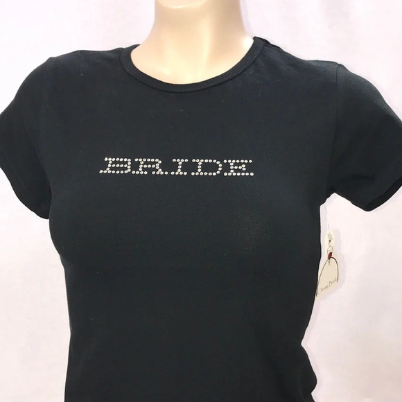 Classy Bride Size Medium Fitted Bedazzled “BRIDE” Top. New With Tags - Picture 2 of 3